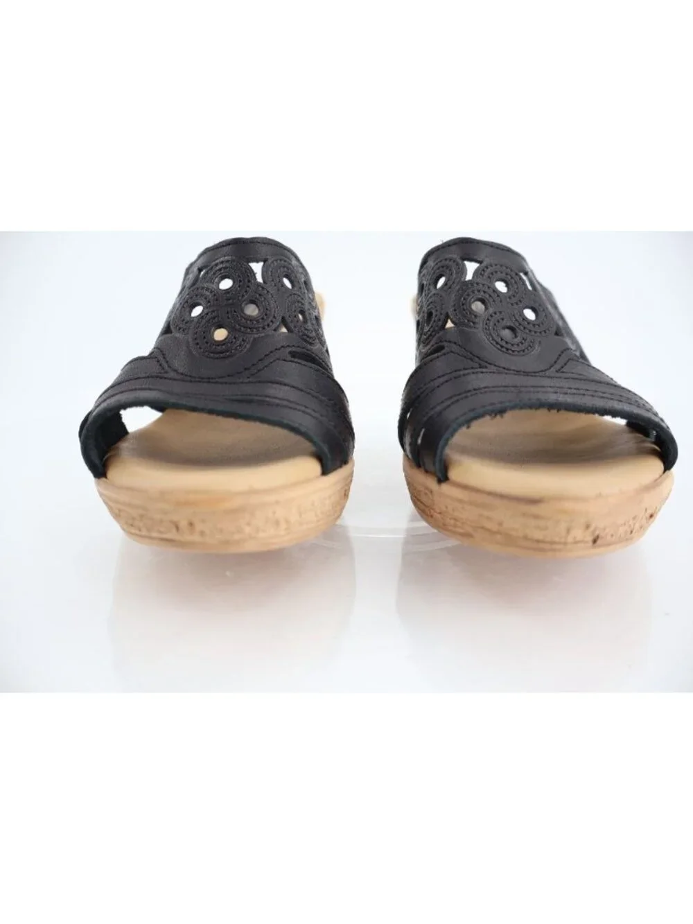 Spring Step Womens Topaz Sandal Women's Size 39 8 Black Leather Lasercut Slide